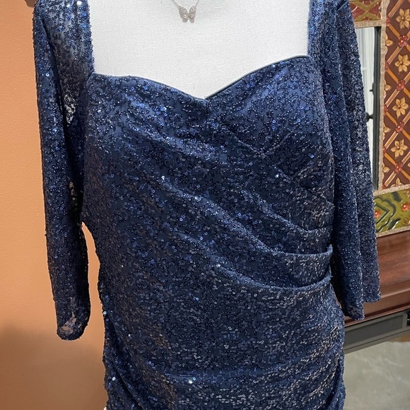 LA Femme Blue Sequin Gown - Picture 9 of 11